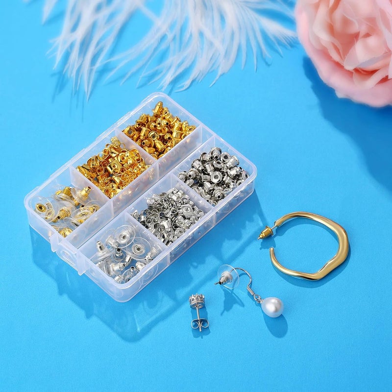 Formulen Hypoallergenic Metal Earring Backs - 170 Pcs, 6 Styles - Bullet Shape Safety Earring Backs Replacements for Studs, Hoops - Image 3